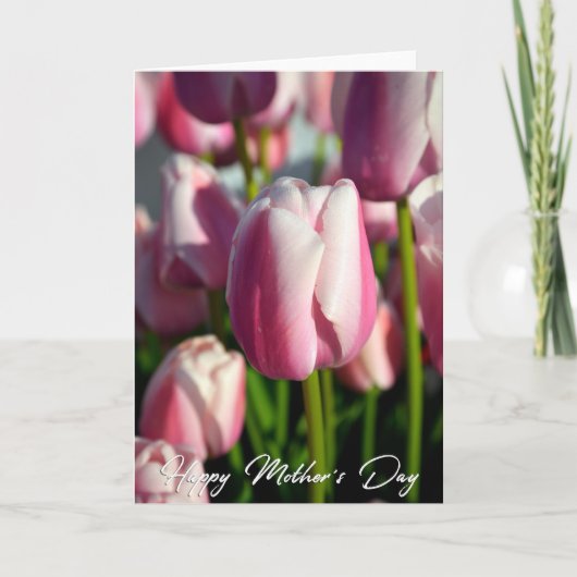 Pink Tulips Foto Muttertagskarte Dankeskarte (Vorderseite)