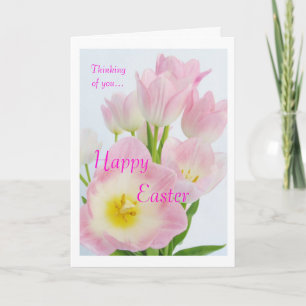 Pink Tulips: Frohes Ostern:Denken Sie an Sie Feiertagskarte
