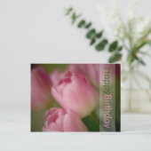 Pink Tulips Geburtstagskarte Postkarte (Stehend Vorderseite)