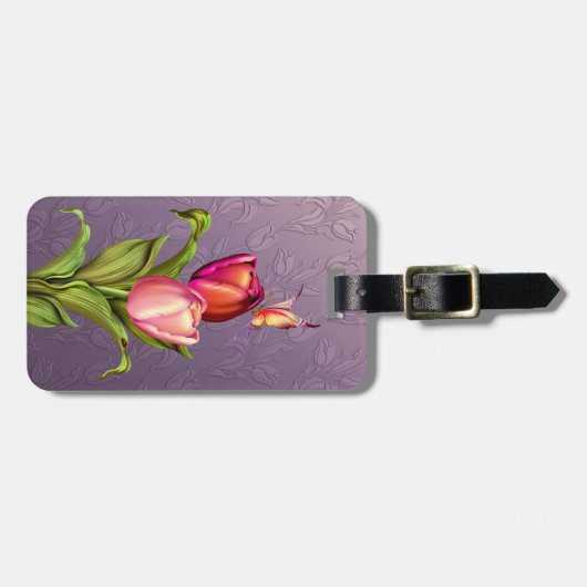Pink Tulips Gepäckanhänger (Vorderseite horizontal)