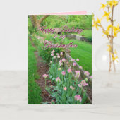 Pink Tulips Großmutter Happy Birthday Karte (Gelbe Blume)
