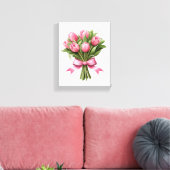 Pink Tulips Grüne Blume Leinwanddruck (Insitu (Wohnzimmer))