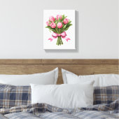 Pink Tulips Grüne Blume Leinwanddruck (Insitu (Schlafzimmer))