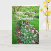 Pink Tulips Happy Birthday Großmutter Karte (Yellow Flower)