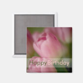 Pink Tulips - Happy Birthday Magnet (Vorderseite/Rückseite)