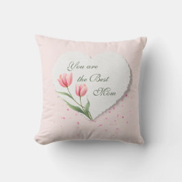 Pink Tulips Heart Mother's Day Gift Kissen