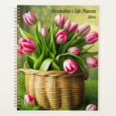 Pink Tulips in Country Basket Planer (Vorderseite)