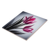 Pink Tulips Ink Sketch Fliese (Seite)