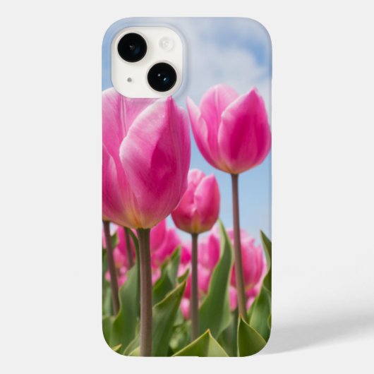 Pink Tulips iPhone Case – Floral Nature Aesthetic (Rückseite)