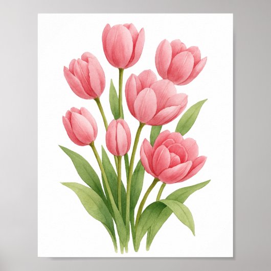 Pink Tulips Malerei florale Wand Art Deco Poster (Vorne)