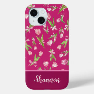 Pink Tulips mit Bows iPhone Case