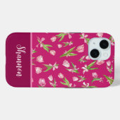 Pink Tulips mit Bows iPhone Case (Rückseite (Horizontal))