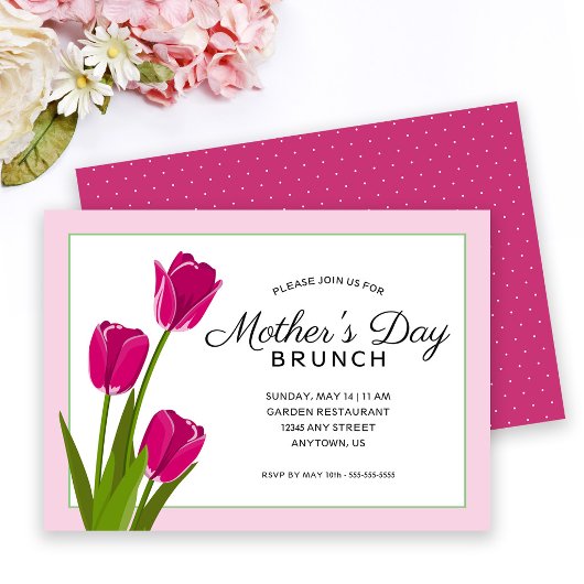 Pink Tulips | Muttertagsbrunch Einladung