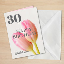 Pink Tulips Personalisiert 30 Happy Birthday