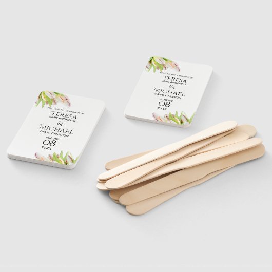 Pink Tulips Personalisiert Garden Wedding Fächer (Non-assembled)