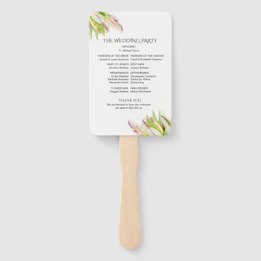 Pink Tulips Personalisiertes Programm Hochzeit Fächer (Rückseite)