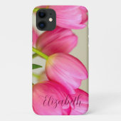 Pink Tulips Personalize Case-Mate iPhone Hülle (Rückseite)