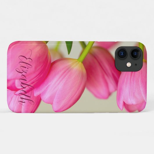 Pink Tulips Personalize Case-Mate iPhone Hülle (Rückseite (Horizontal))