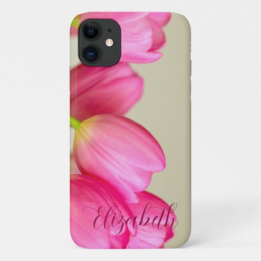 Pink Tulips Personalize Case-Mate iPhone Hülle (Rückseite)