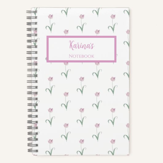 Pink Tulips Personalized Journal Notebook Notizblock (Vorderseite)
