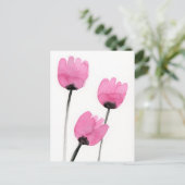 Pink Tulips Postcard, Aquarellfarbe Blume Malerei Postkarte (Stehend Vorderseite)