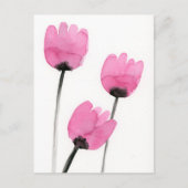 Pink Tulips Postcard, Aquarellfarbe Blume Malerei Postkarte (Vorderseite)