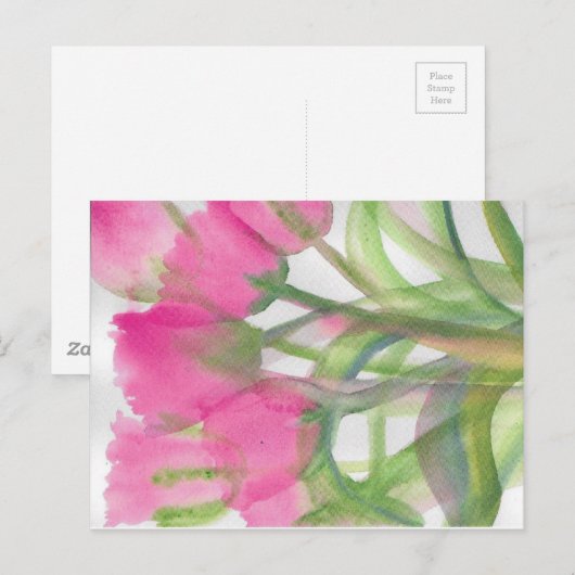 Pink Tulips Postkarte (Vorne/Hinten)