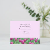 Pink Tulips Reply Card RSVP Karte (Stehend Vorderseite)