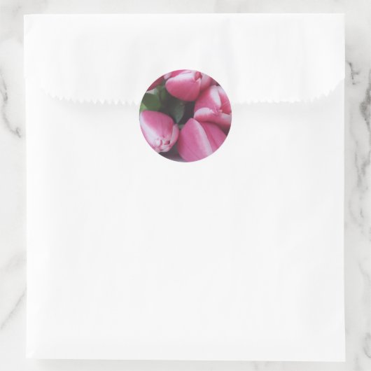 Pink Tulips Runder Aufkleber (Tasche)
