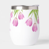 Pink Tulips Spring Elegante Blumenschrift Name (Links)