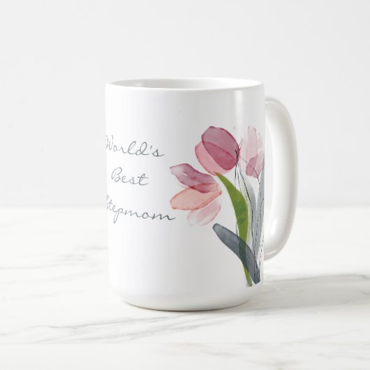 Pink Tulips Verlasse die beste Stepama-Welt Kaffeetasse (VorderseiteRechts)