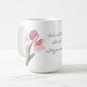 Pink Tulips Verlasse die beste Stepama-Welt Kaffeetasse (Vorderseite Links)