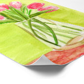 Pink Tulips Wasserfarbe Poster (Ecke)