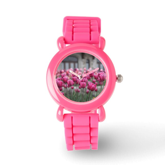 Pink Tulips Watch Armbanduhr (Vorderseite)