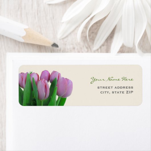 Pink Tulips Wedding Address Labels (Insitu)