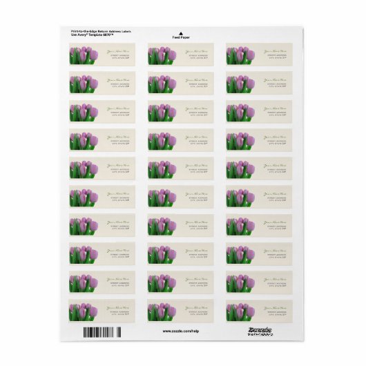 Pink Tulips Wedding Address Labels (Vorne)