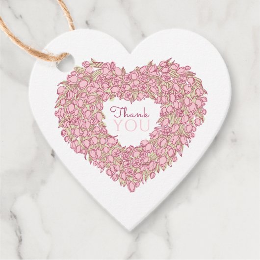 Pink Tulpe Herzkunst danke Gastgeschenk Hochzeit T Geschenkanhänger (Vorderseite)