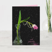 Pink Tulpe mit Perlen-Beileid Karte (Vorderseite)
