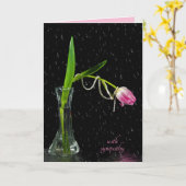 Pink Tulpe mit Perlen-Beileid Karte (Gelbe Blume)