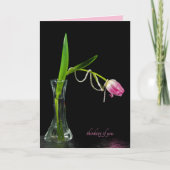 Pink Tulpe mit Perlen in Vase denken Sie Karte (Vorderseite)
