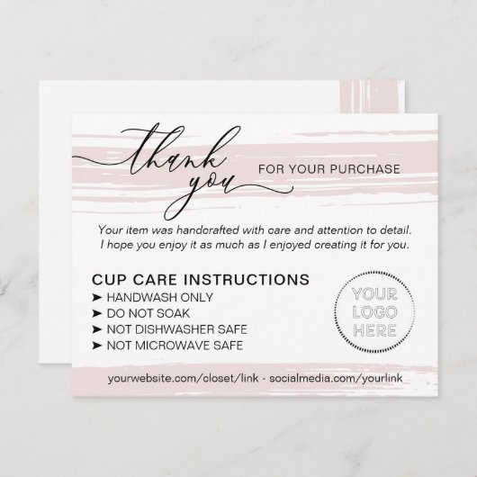 Pink Tumbler Cup Tasse Anleitung Vorsorge Dankeskarte (Vorne/Hinten)