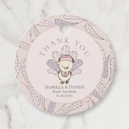 Pink Turkey & Feathers Girl Baby Dusche Vielen Dan Geschenkanhänger
