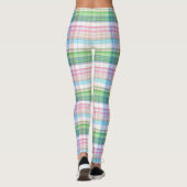 Pink Türkis Blue Lime Green Kariert Tartan Karo Leggings (Rückseite)