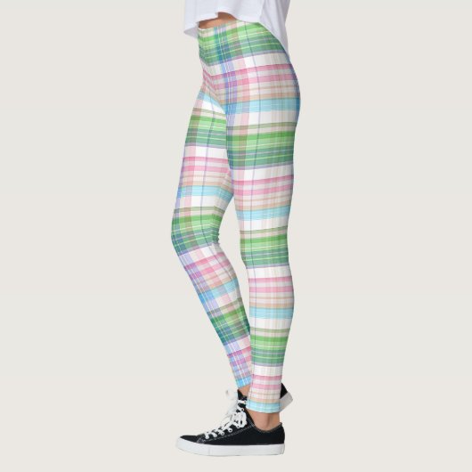 Pink Türkis Blue Lime Green Kariert Tartan Karo Leggings (Links)
