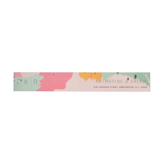 Pink Türkis Brush Strokes Wraparound Label (Person)