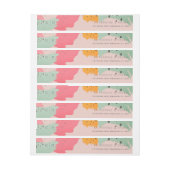 Pink Türkis Brush Strokes Wraparound Label (Bogen)