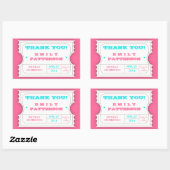 Pink Türkis Carnival Danke Ticket Sticker (Blatt)