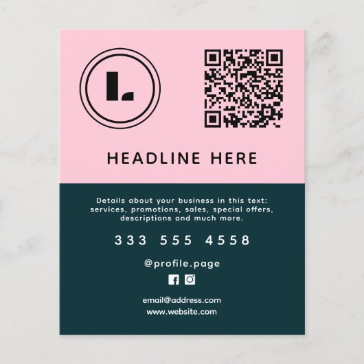 Pink Türkis minimalistischer Salon Flyer (Vorne)