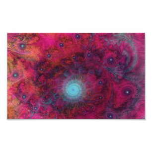 PINK & TÜRKIS PSYCHEDELISCHE FRACTAL-KUNST FOTODRUCK