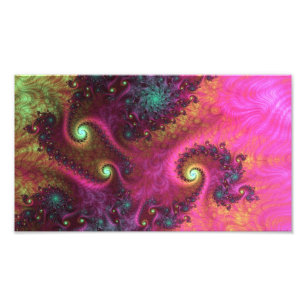 PINK & TURKIS PSYCHEDELISCHE FRACTAL-KUNST FOTODRUCK